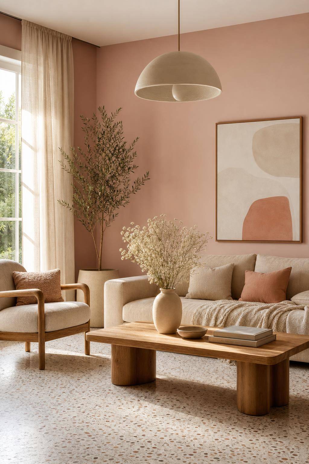 Einrichtungsideen: Welche Farbe passt zu Rosa?- Mische Sandfarben für dezenten Chic