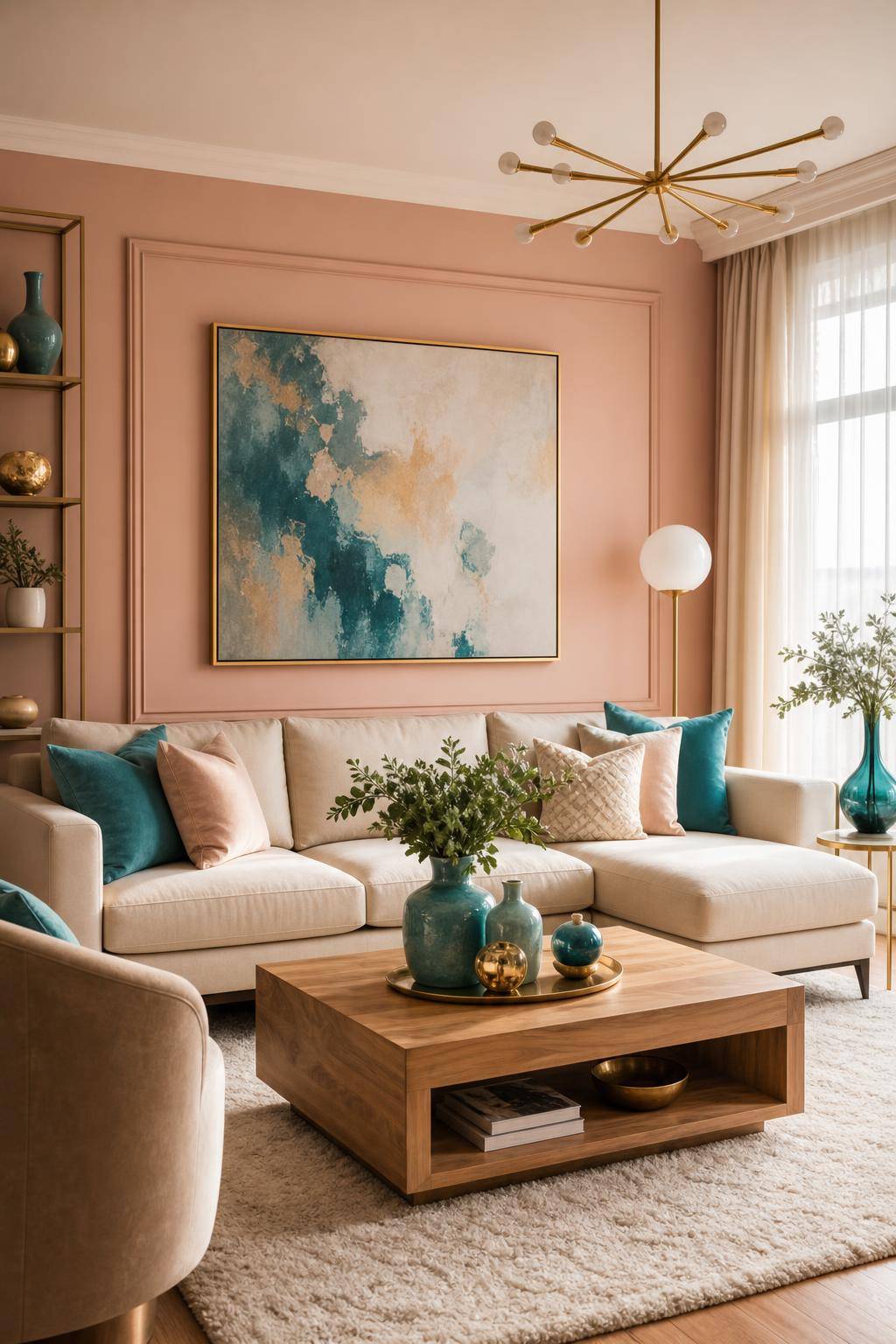 Einrichtungsideen: Welche Farbe passt zu Rosa?- Schmücke mit türkisfarbenen Accessoires als Hingucker