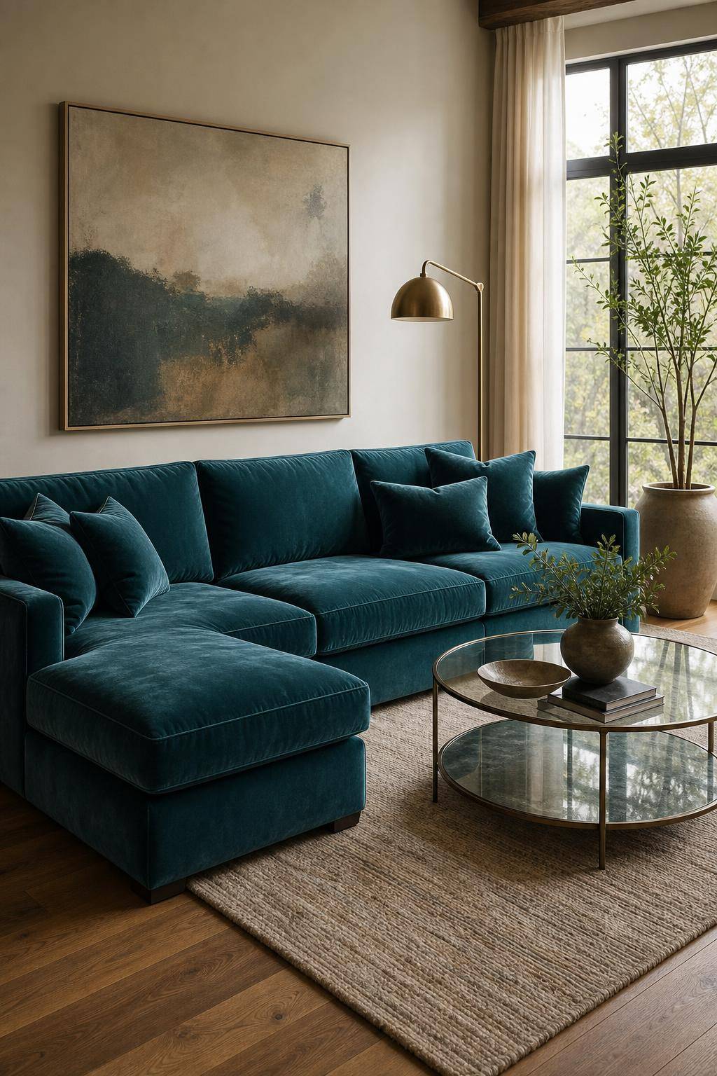 Einrichtungsideen mit der Farbe Petrol- Arrangiere eine Sofa-Ecke in Petrol