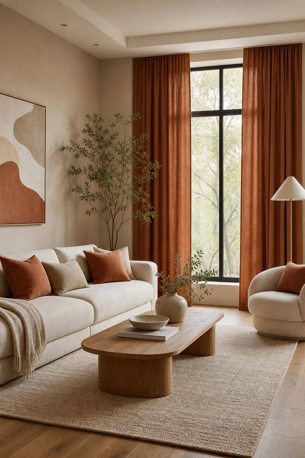 Einrichtungsideen mit der Farbe Terracotta- Ersetze Gardinen durch Terracotta-Farben