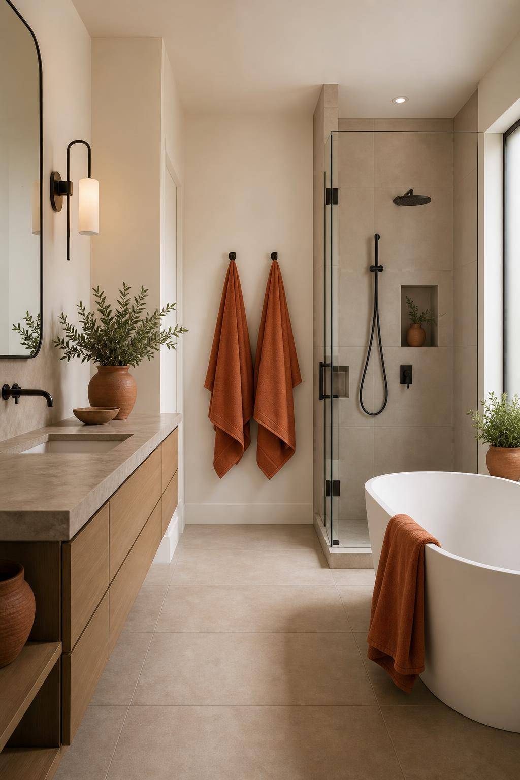 Einrichtungsideen mit der Farbe Terracotta- Schmücke dein Bad mit Terracotta-Handtüchern