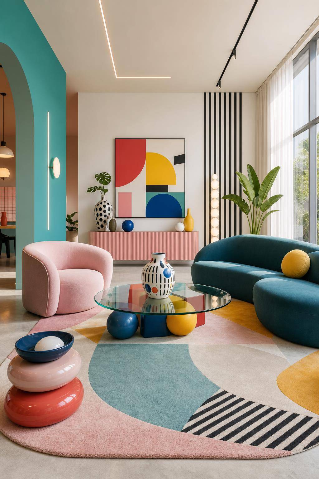 Einrichtungsstil: Memphis-Design- Setze Akzente durch skulpturale Vasen