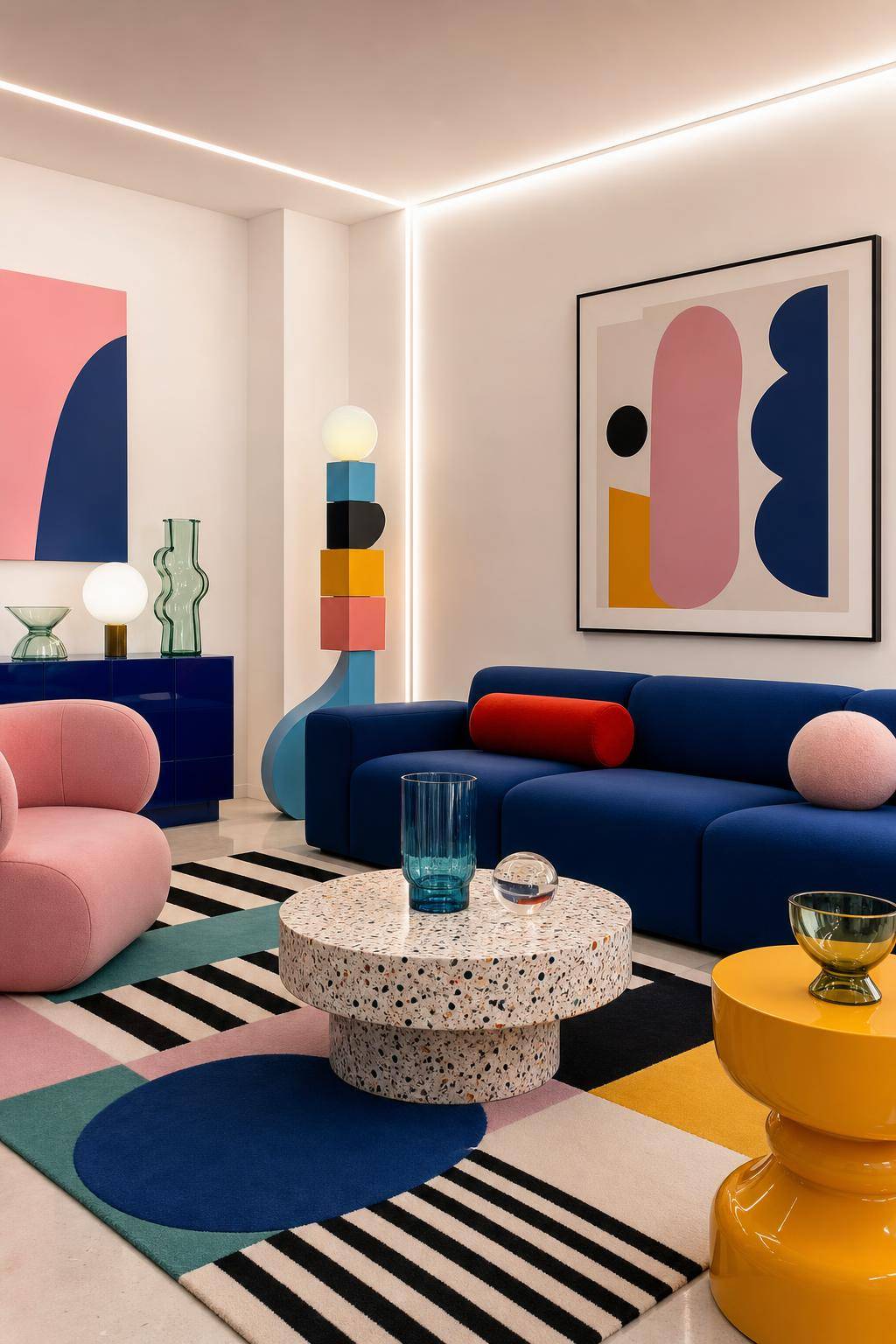 Einrichtungsstil: Memphis-Design- Wähle geometrische Teppiche als Blickfang aus