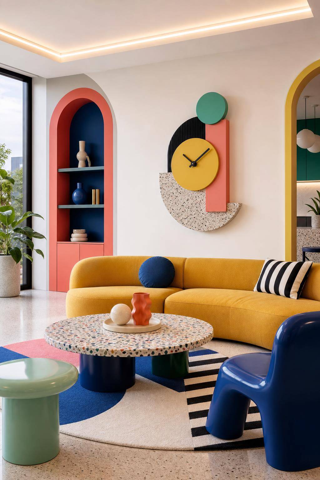 Einrichtungsstil: Memphis-Design- Wähle kunstvolle Uhren als Designobjekt