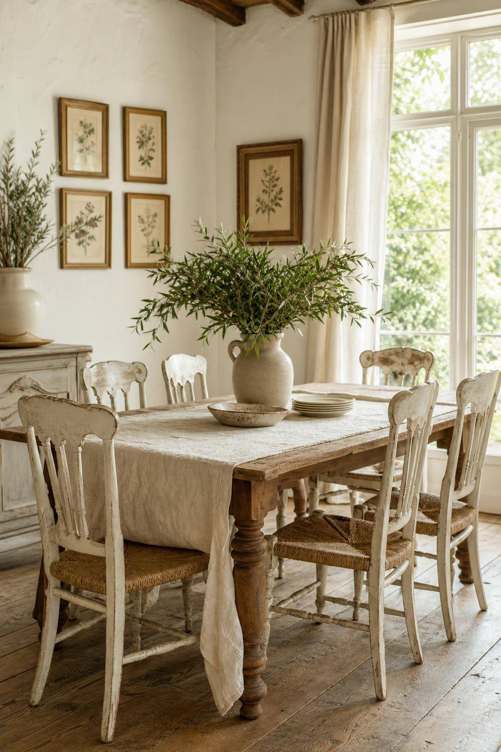 Esszimmer im Landhausstil- Verwende antike Bilderrahmen mit Naturmotiven
