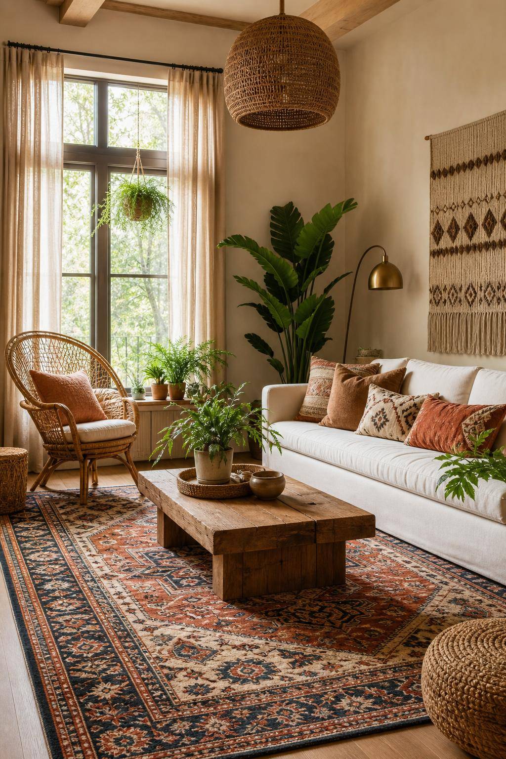 Ideen: Einrichten mit Boho-Teppich- Betone ruhige Räume mit einem auffälligen Teppich