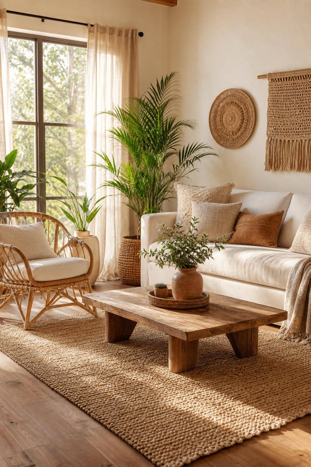Ideen: Einrichten mit Boho-Teppich- Ergänze Naturmaterialien für authentisches Boho-Feeling