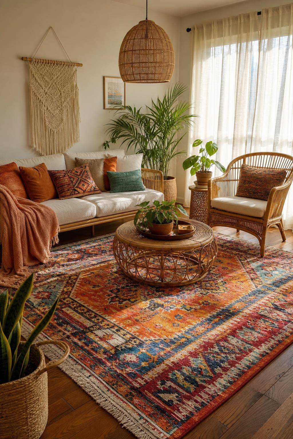 Ideen: Einrichten mit Boho-Teppich- Lasse Farbakzente durch bunte Teppiche lebendig werden