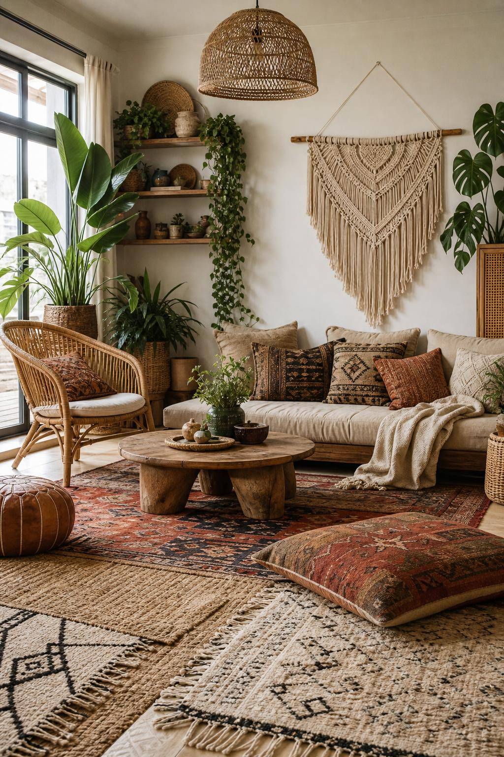 Ideen: Einrichten mit Boho-Teppich- Lege mehrere Teppiche im Layering-Stil übereinander