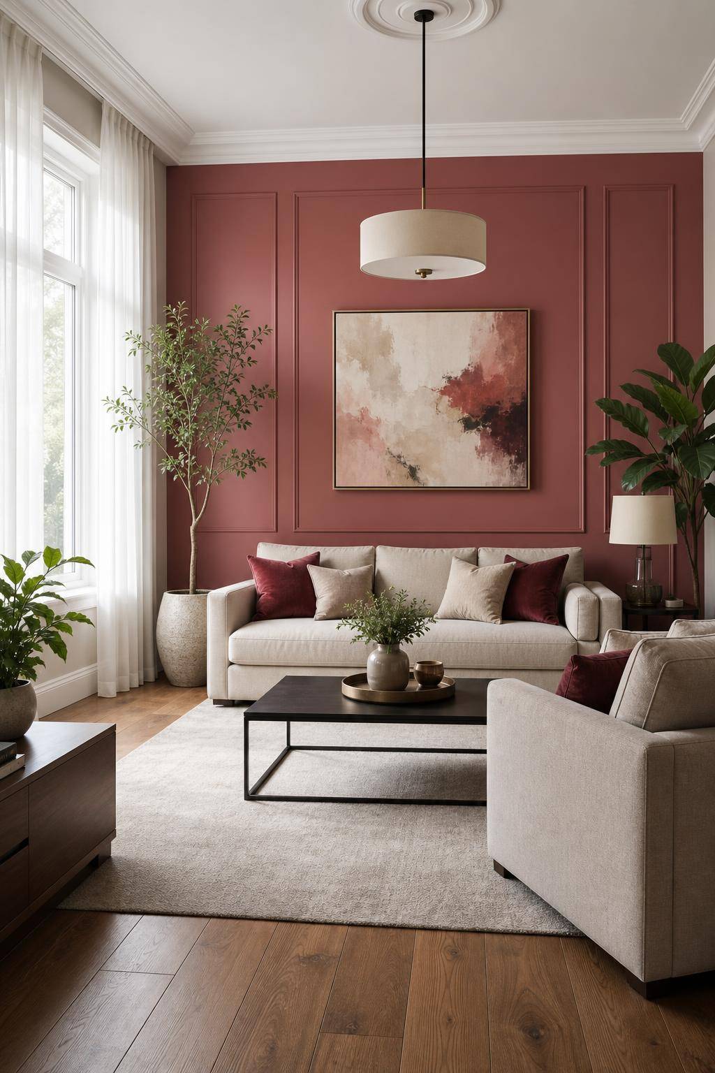 Ideen: Wandfarbe Rosa- Betone eine Wand mit kräftigem Altrosa