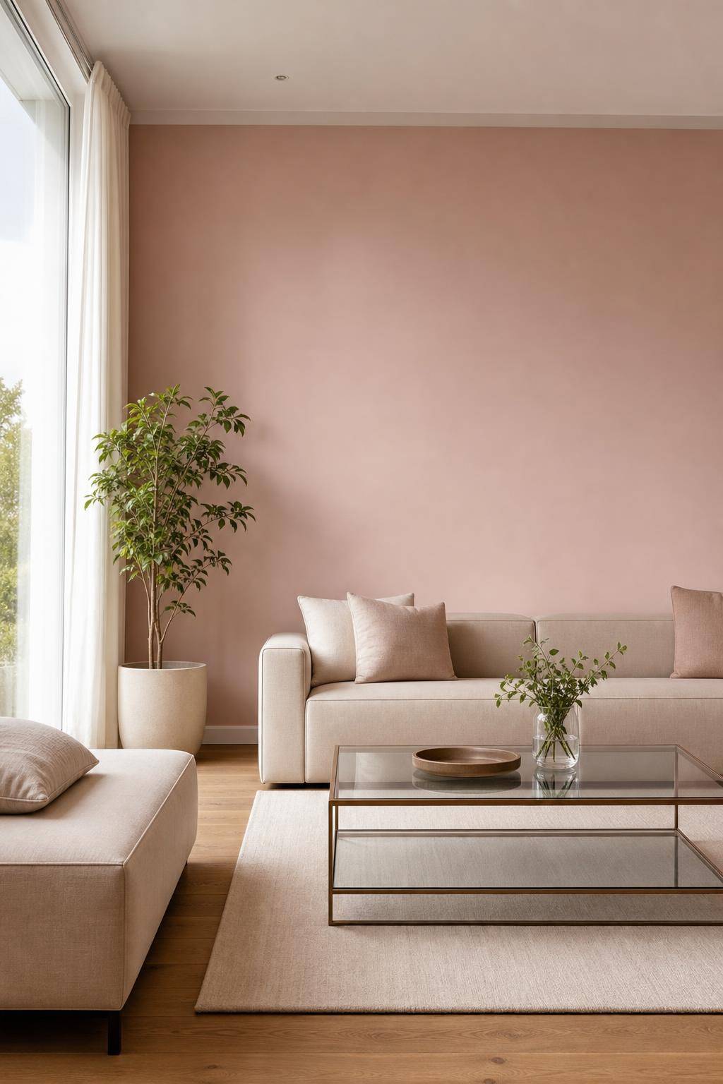 Ideen: Wandfarbe Rosa- Bringe Minimalismus mit dezentem Rosa hervor