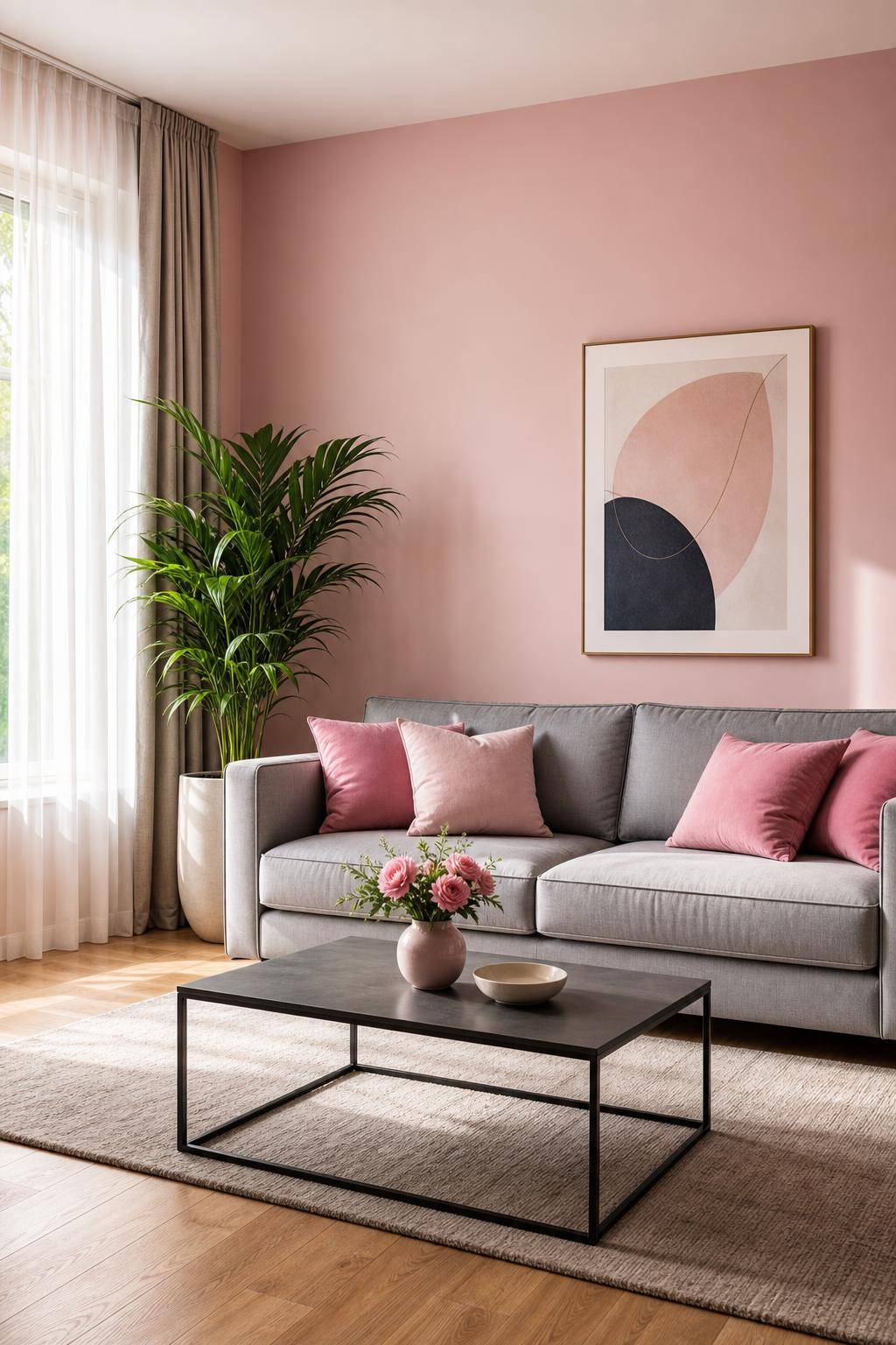 Ideen: Wandfarbe Rosa- Tausche Dekokissen in Rosa für frischen Look
