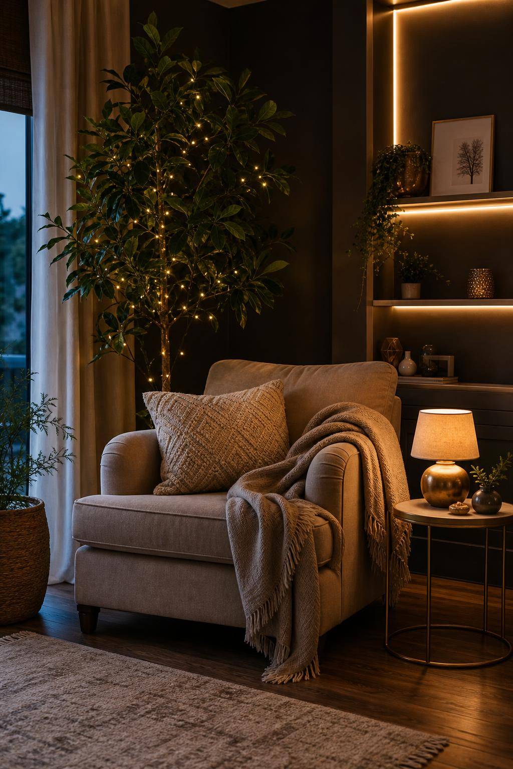 Ideen für Deko mit Lichterketten- Strahle dunkle Ecken mit Lichterketten aus