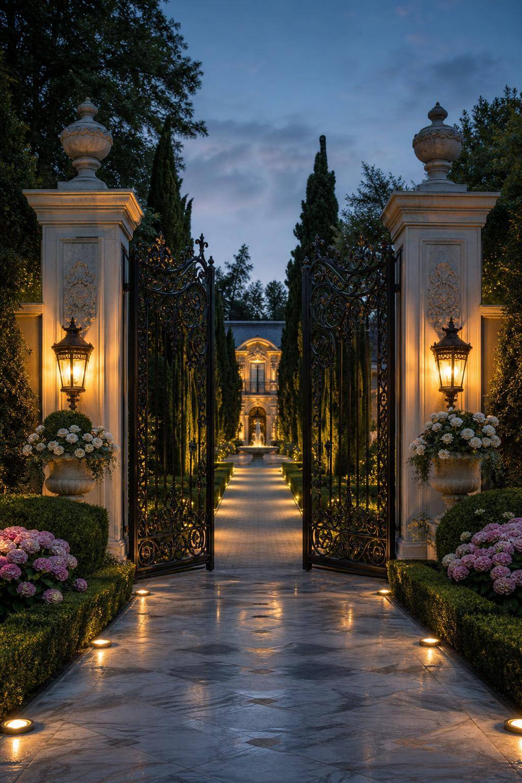Ideen für Luxus-Garten- Betone den Eingangsbereich mit opulenten Toren