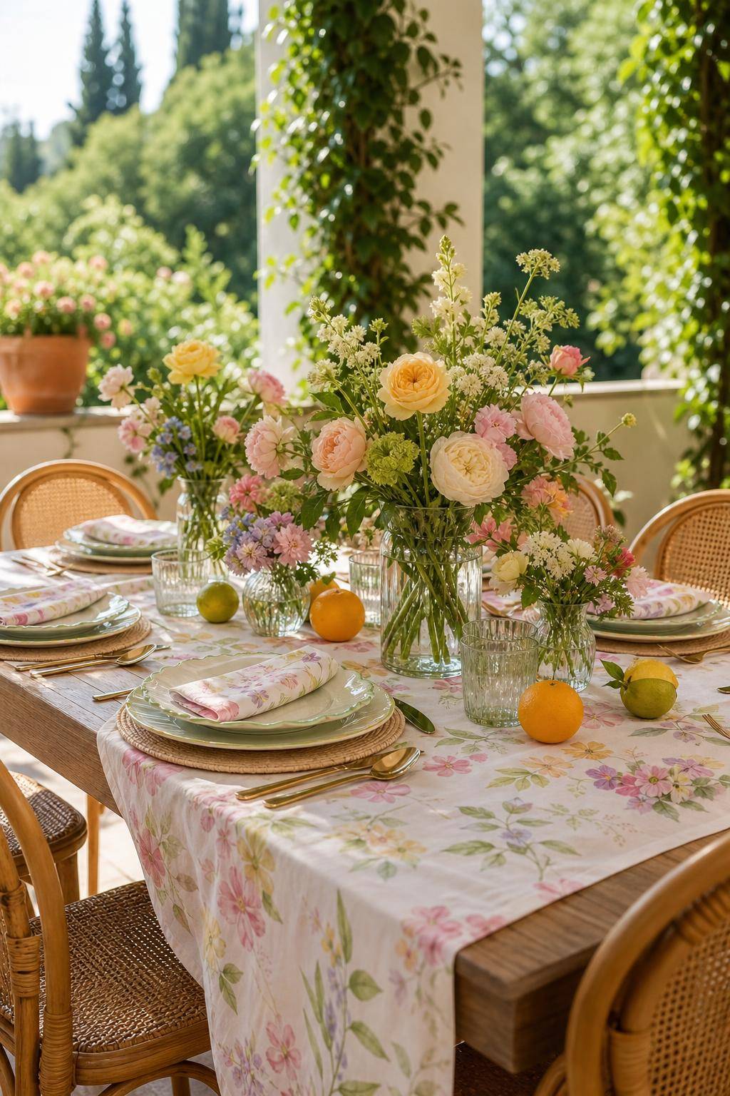 Ideen für Sommerdeko- Lege sommerliche Servietten auf den Tisch