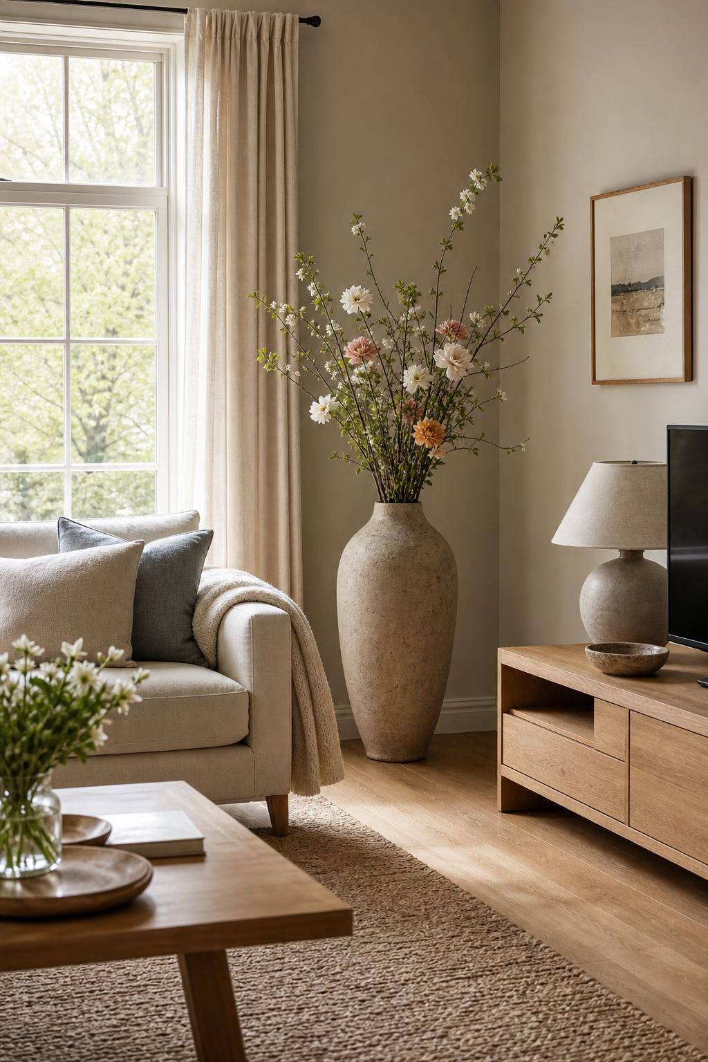 Ideen und Inspiration: Bodenvase dekorieren- Setze saisonale Blumen für Abwechslung ein