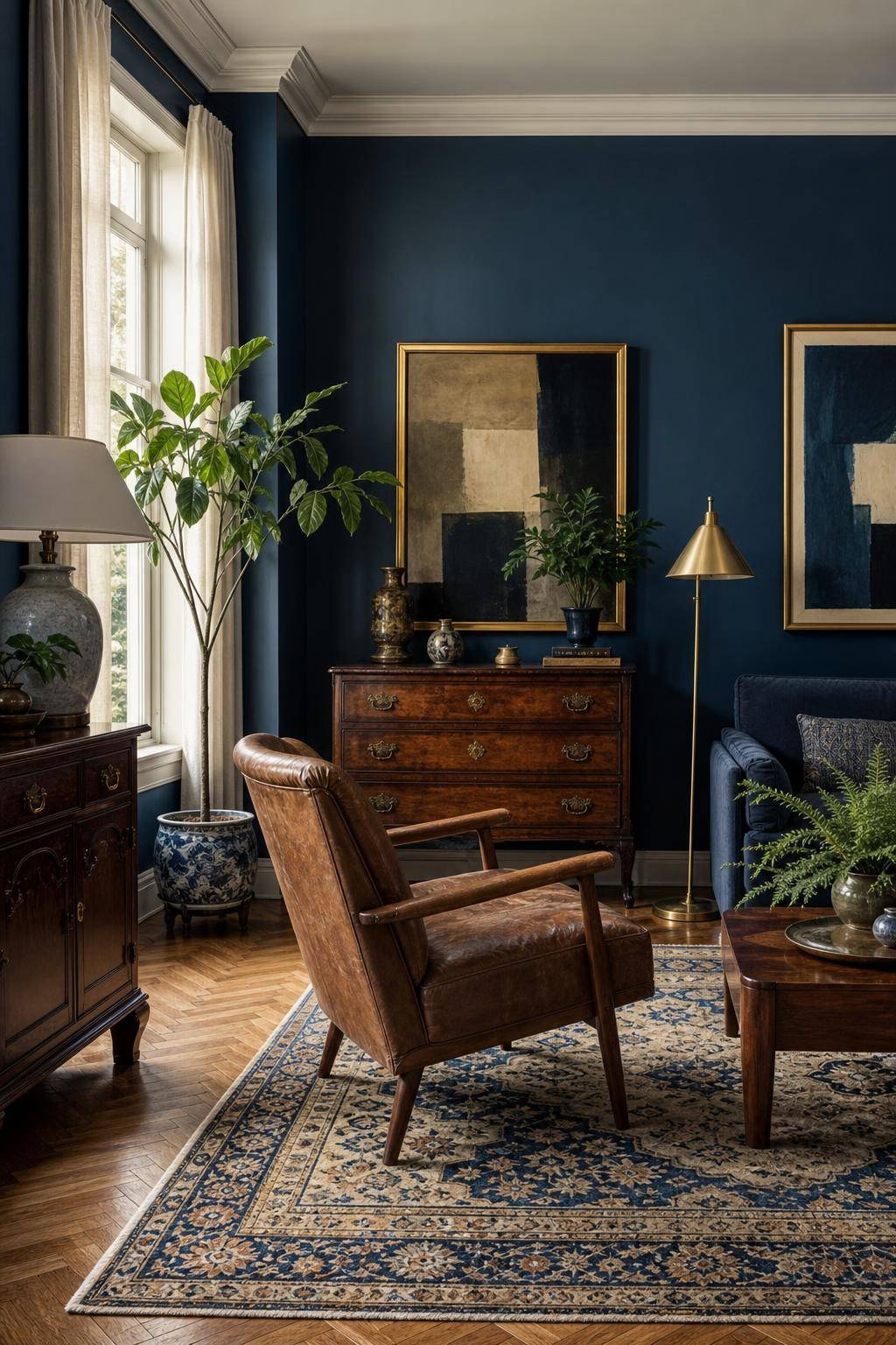 Ideen und Inspiration: Wandfarbe Blau- Integriere Vintage-Möbel in Blauraum-Kombinationen