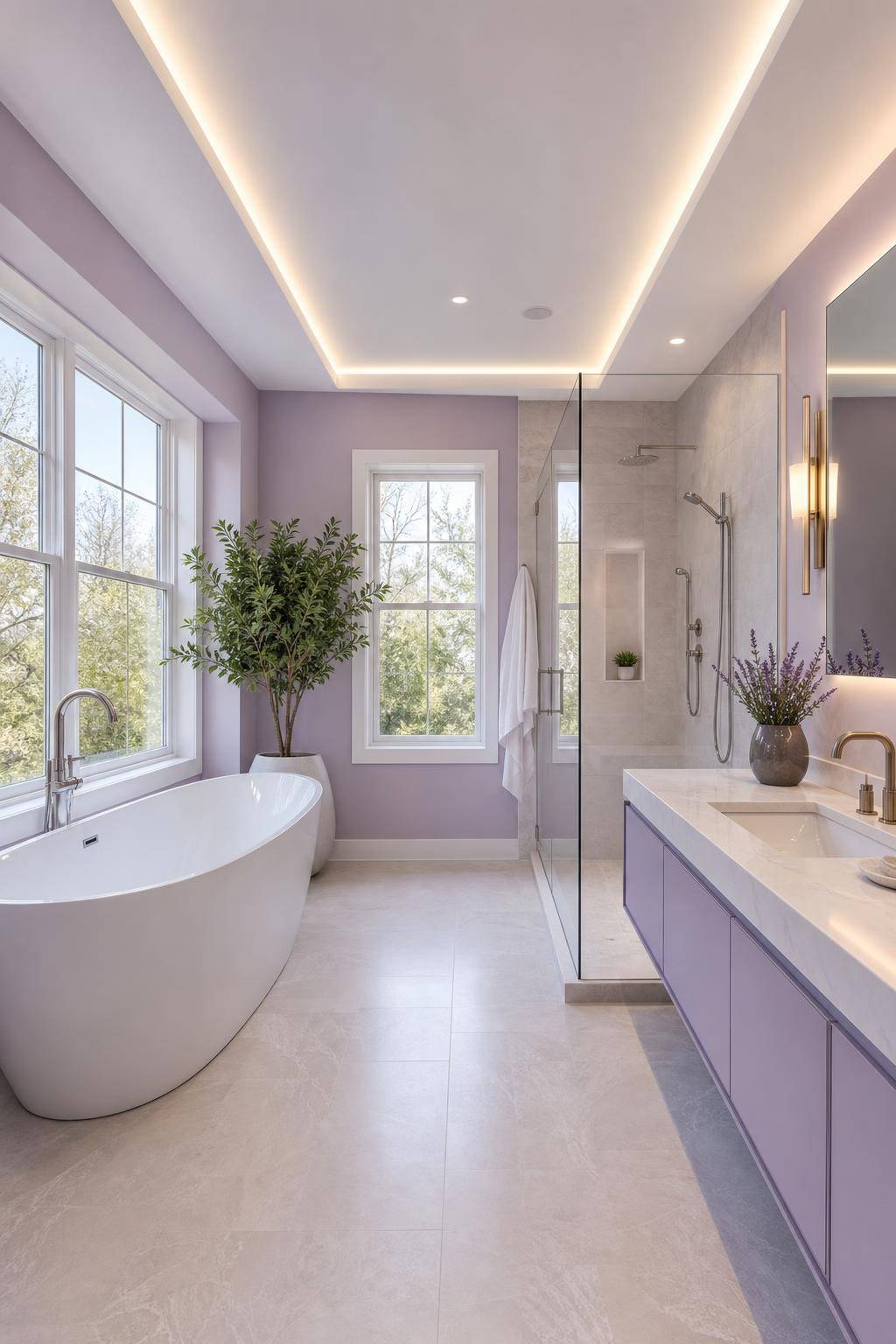 Ideen und Inspiration: Wandfarbe Lila- Bringe mit Lavendel Frische ins Bad