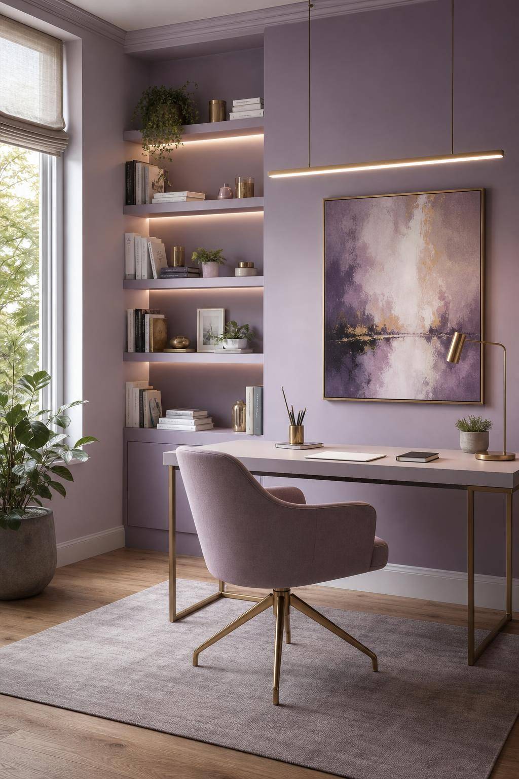 Ideen und Inspiration: Wandfarbe Lila- Nutze Lila für kreative Arbeitsecken