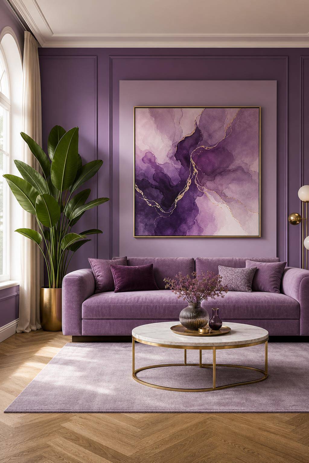 Ideen und Inspiration: Wandfarbe Lila- Variiere Wandbilder in lila Farbspektrum