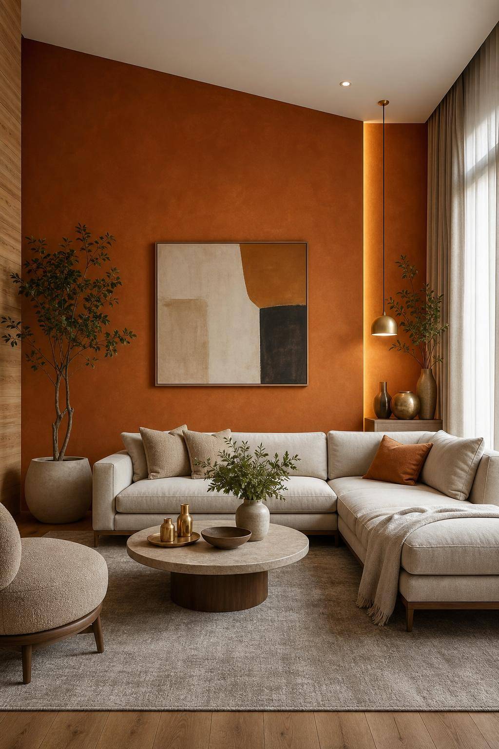 Ideen und Inspiration: Wandfarbe Orange- Bringe Tiefe durch strukturierte Orangewände