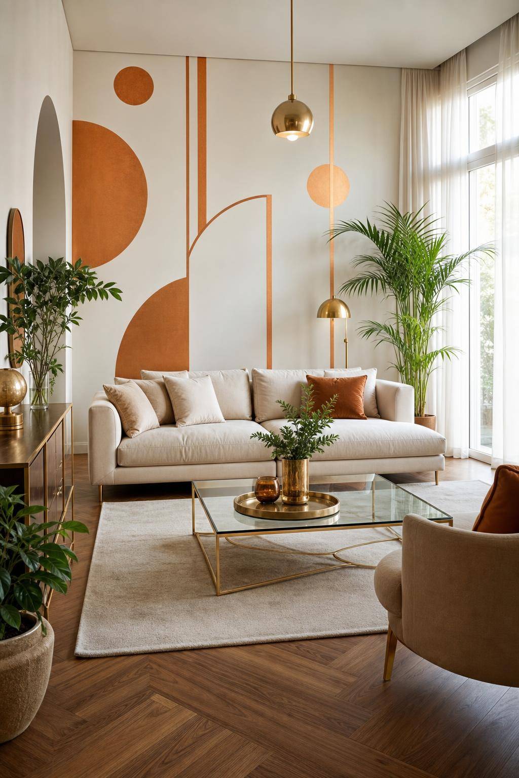 Ideen und Inspiration: Wandfarbe Orange- Spiele mit metallisch-orangenen Wandstickern