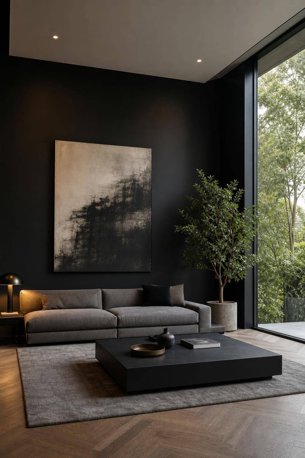 Ideen und Inspiration: Wandfarbe Schwarz- Halte Möbel minimalistisch und modern