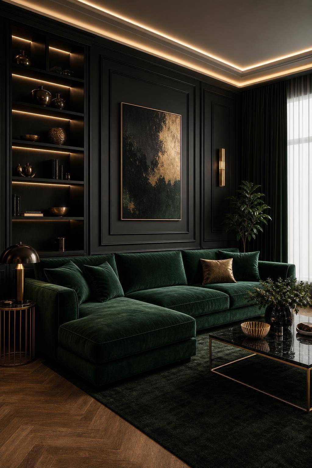 Ideen und Inspiration: Wandfarbe Schwarz- Wähle Samttextilien für luxuriöses Flair