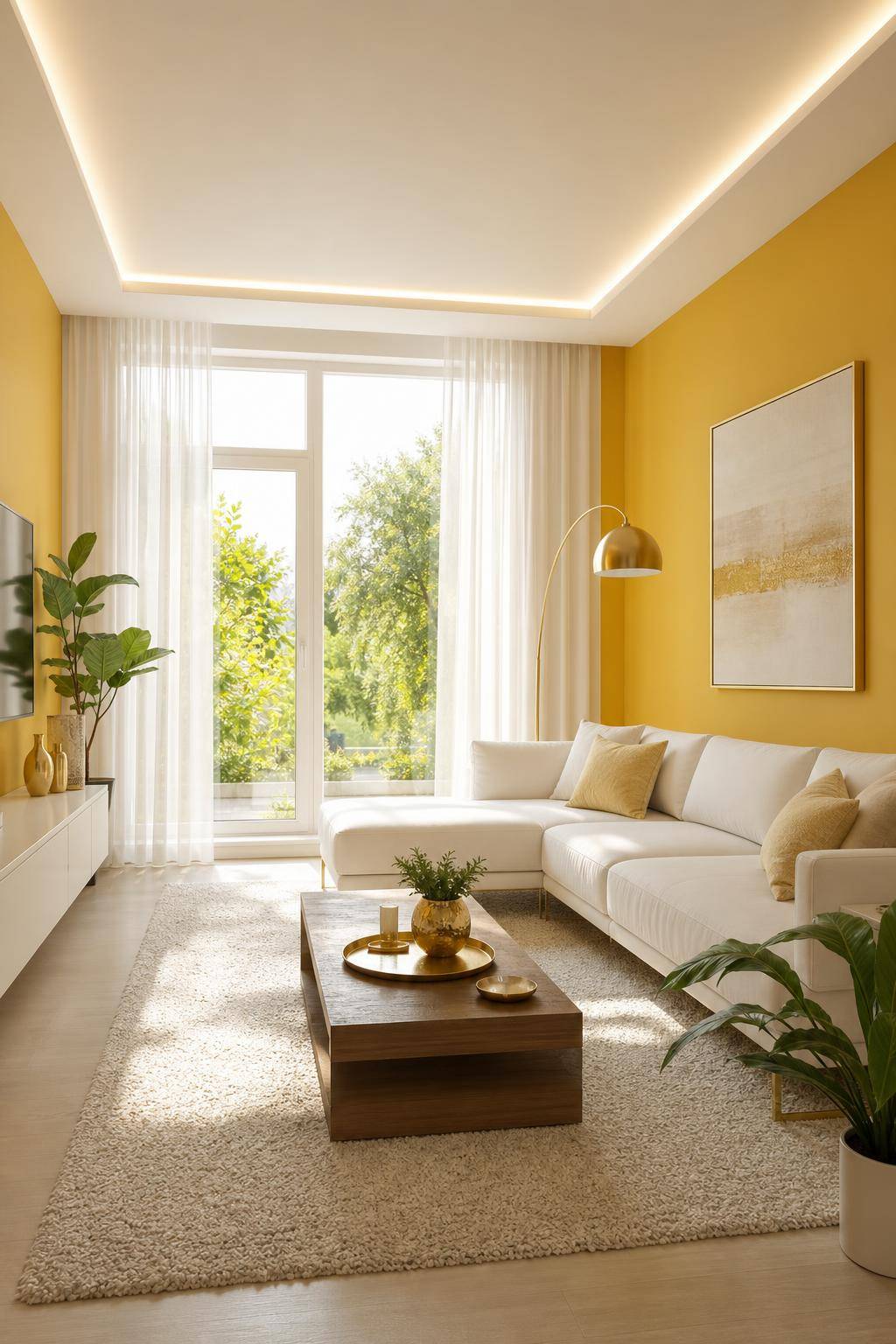 Inspiration: Wandfarbe Gelb- Balanciere intensives Gelb mit weißem Mobiliar