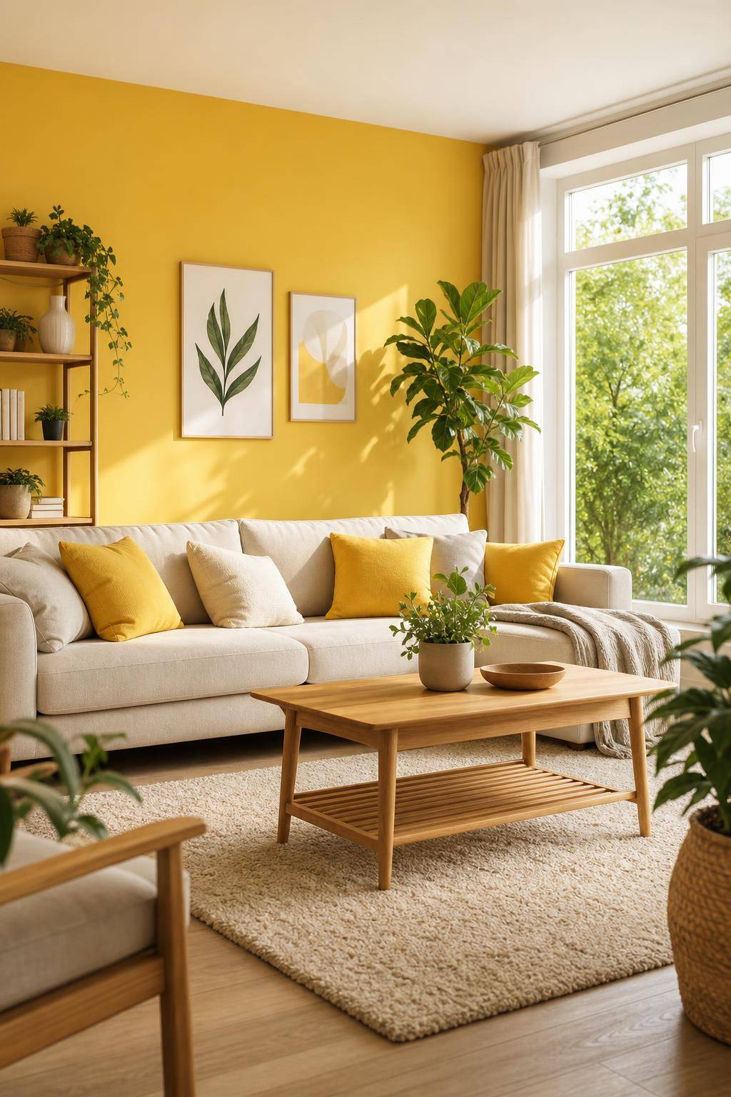 Inspiration: Wandfarbe Gelb- Schaffe freundliche Atmosphäre mit sonnigen Kissen dazu
