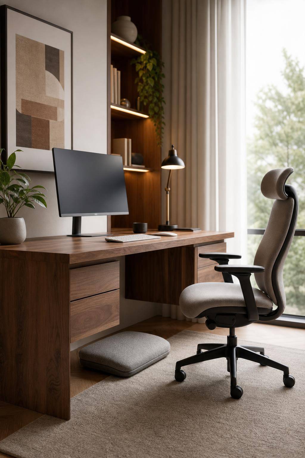 Inspiration: ergonomischen Arbeitsplatz einrichten- Gestalte eine weiche Fußablage