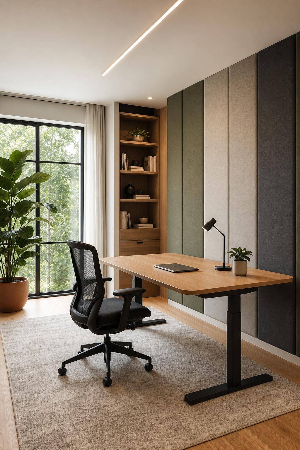 Inspiration: ergonomischen Arbeitsplatz einrichten- Integriere Akustik-Elemente gegen Lärm