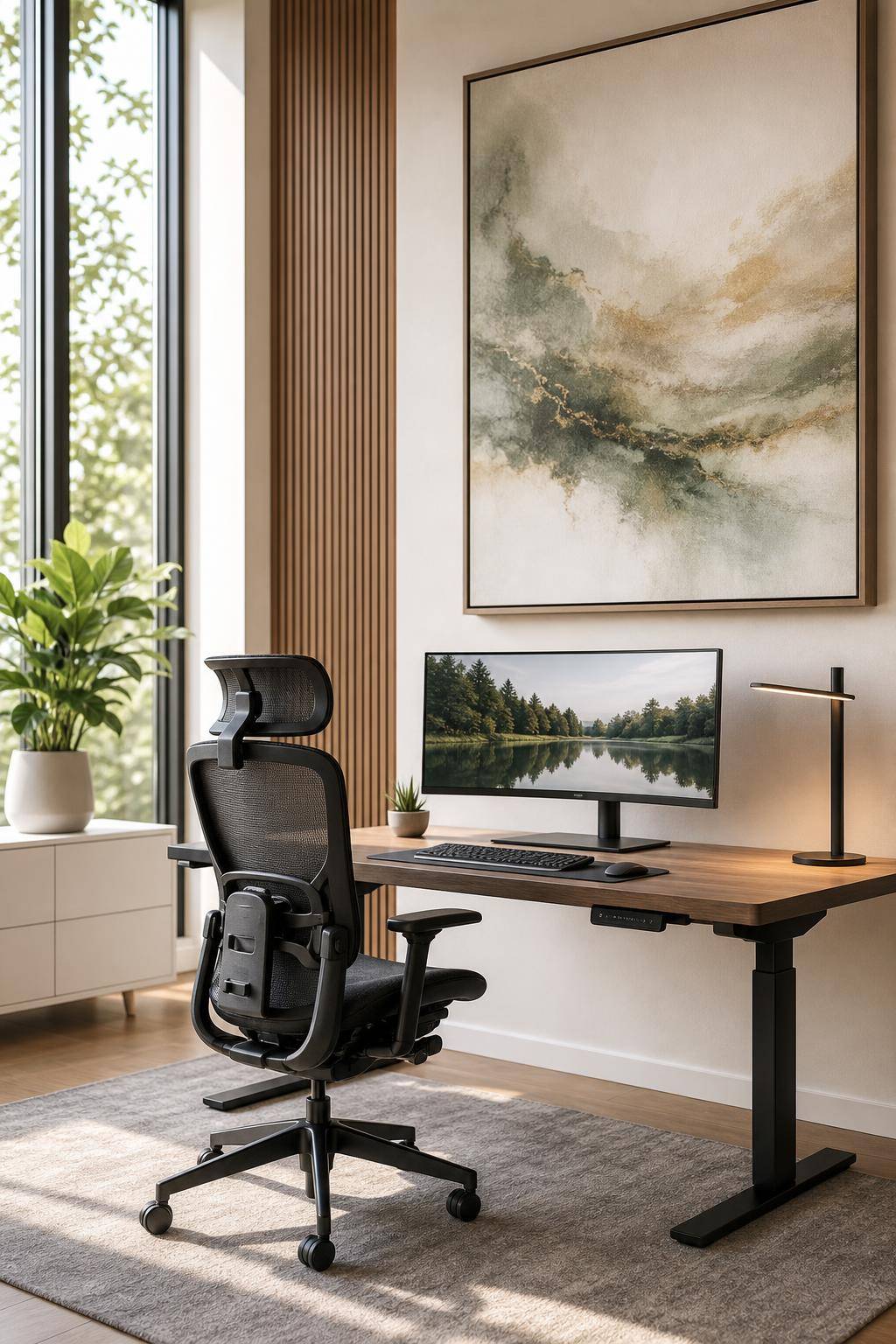 Inspiration: ergonomischen Arbeitsplatz einrichten- Spanne Entspannungsbilder als Blickfang auf