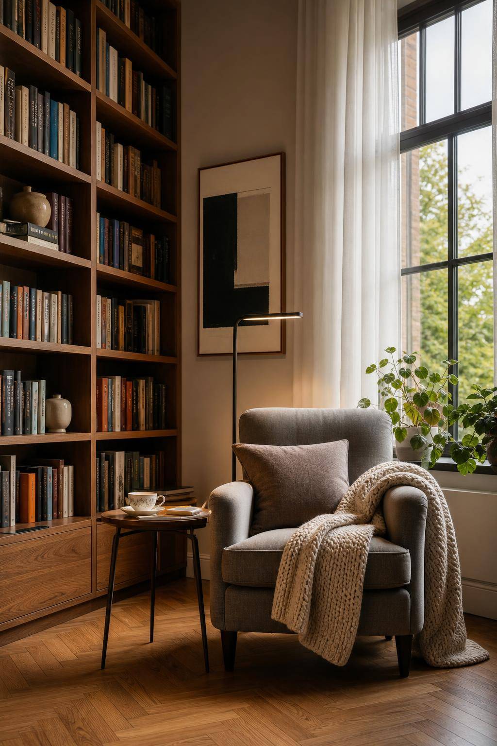 Lesezimmer einrichten: Inspiration und Ideen- Platziere eine Tasse Tee griffbereit