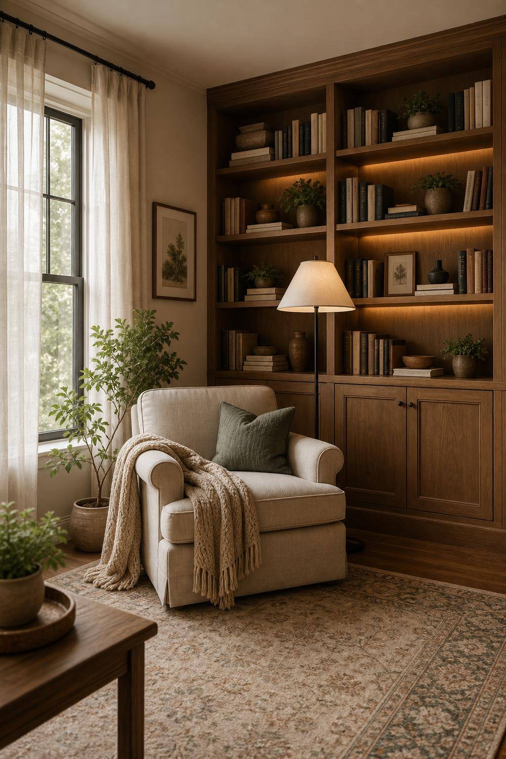 Lesezimmer einrichten: Inspiration und Ideen- Wähle warme, beruhigende Farbpaletten
