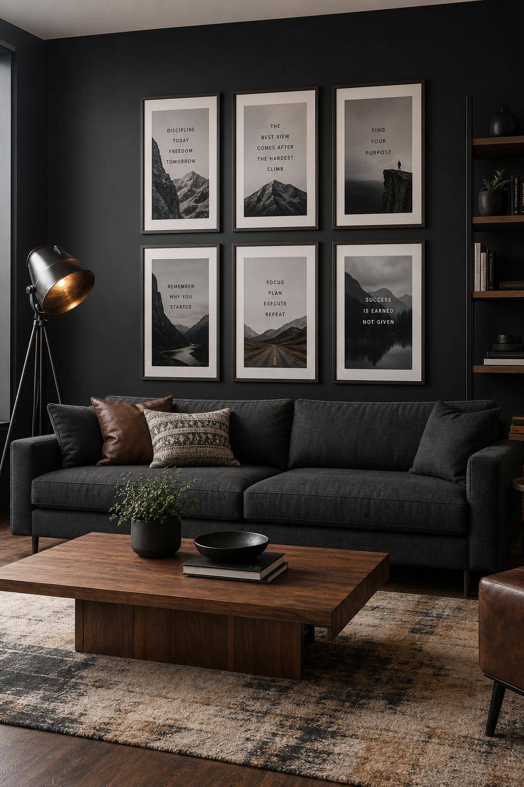 Männerwohnung einrichten- Schmücke die Wand mit inspirierenden Prints