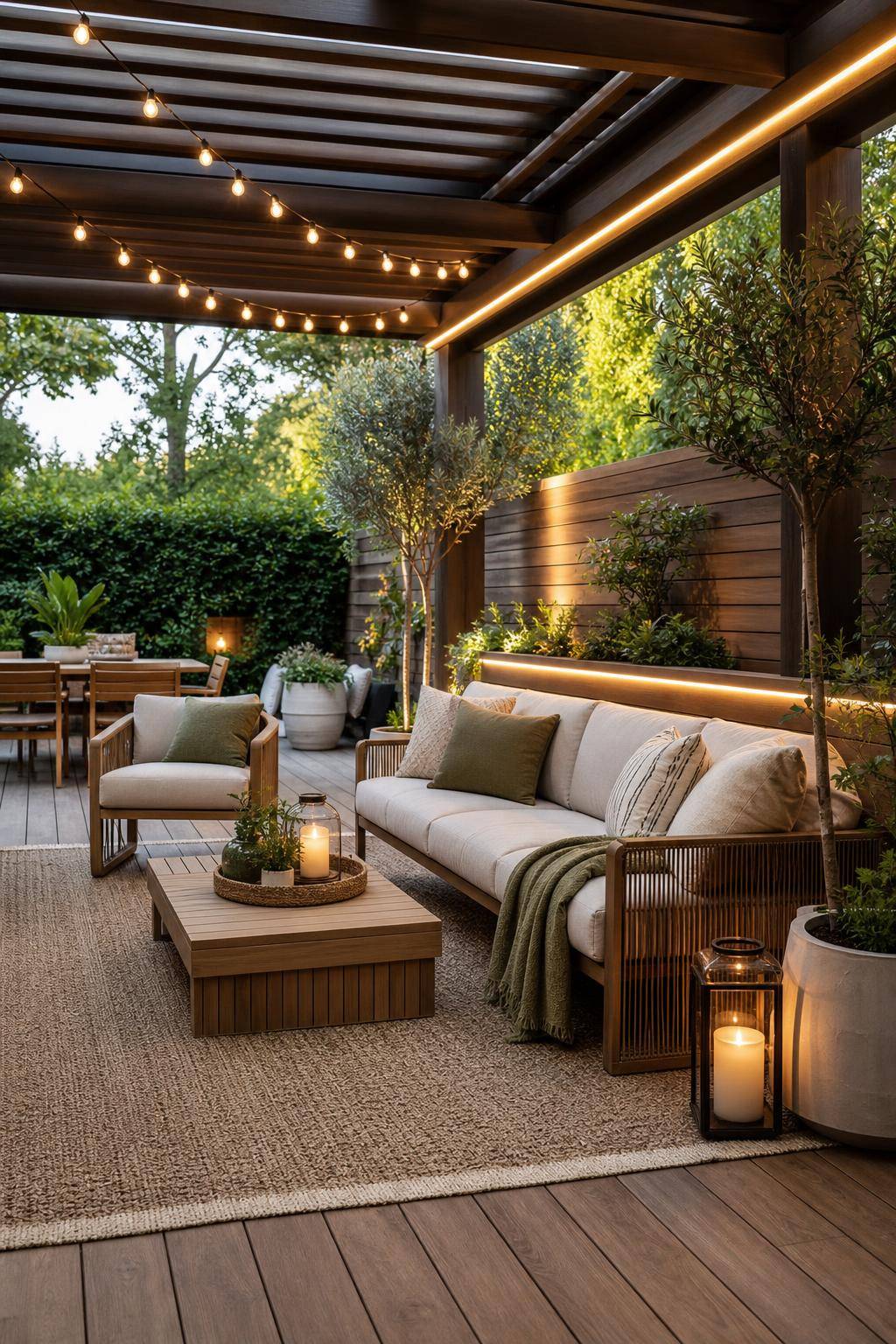 Outdoor-Wohnzimmer gestalten- Nutze Outdoor-Teppiche zur Zonenbildung