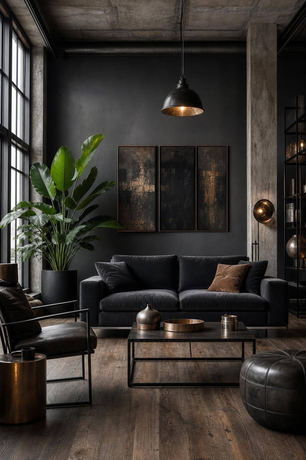 Einrichtungsideen mit der Farbe Anthrazit- Mixe Metall-Accessoires für industrial Look