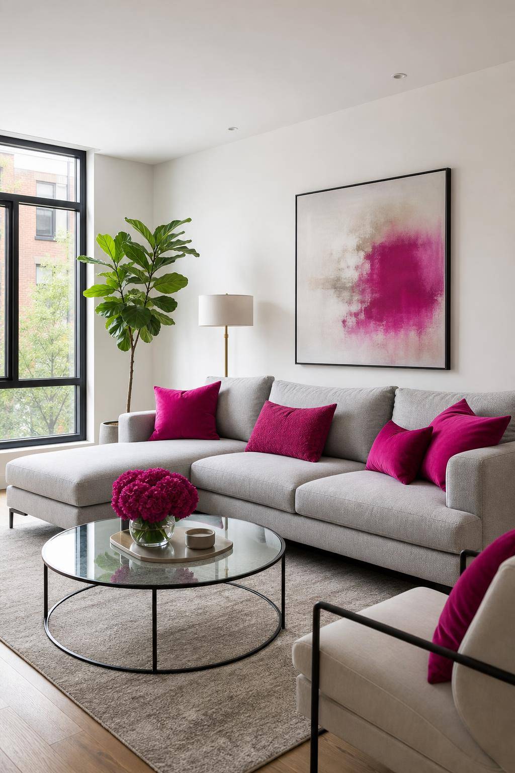 Einrichtungsideen mit der Farbe Fuchsia-Setze fuchsiafarbene Kissen als Eyecatcher ein