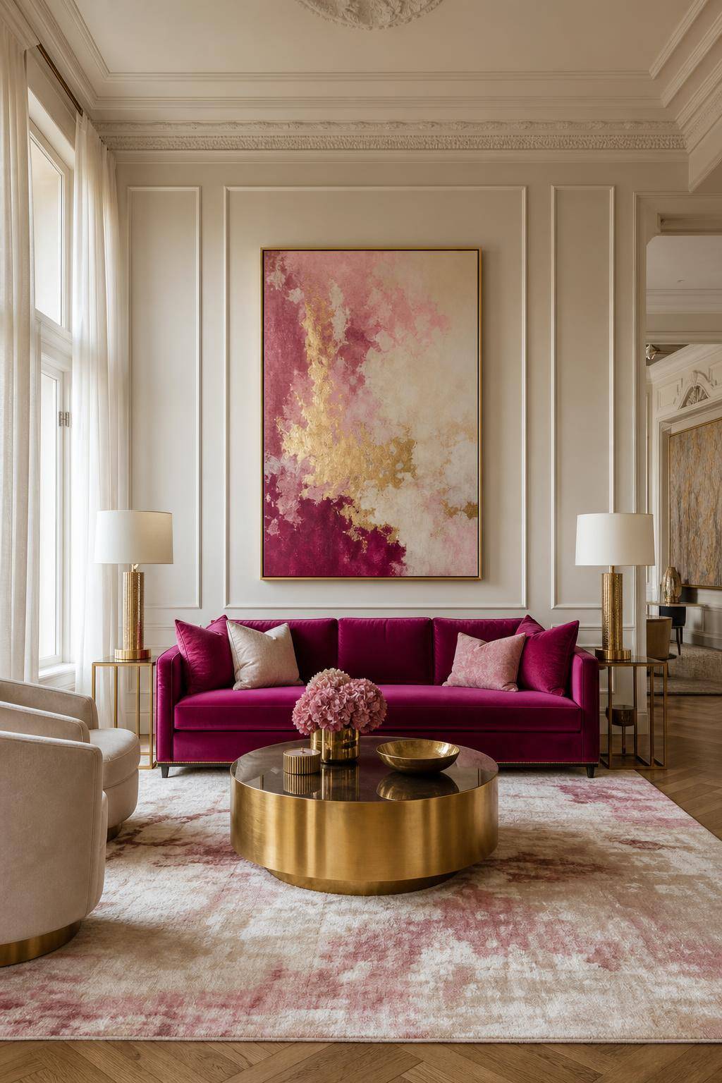 Einrichtungsideen mit der Farbe Fuchsia- Kombiniere Fuchsia mit Gold für Glamour