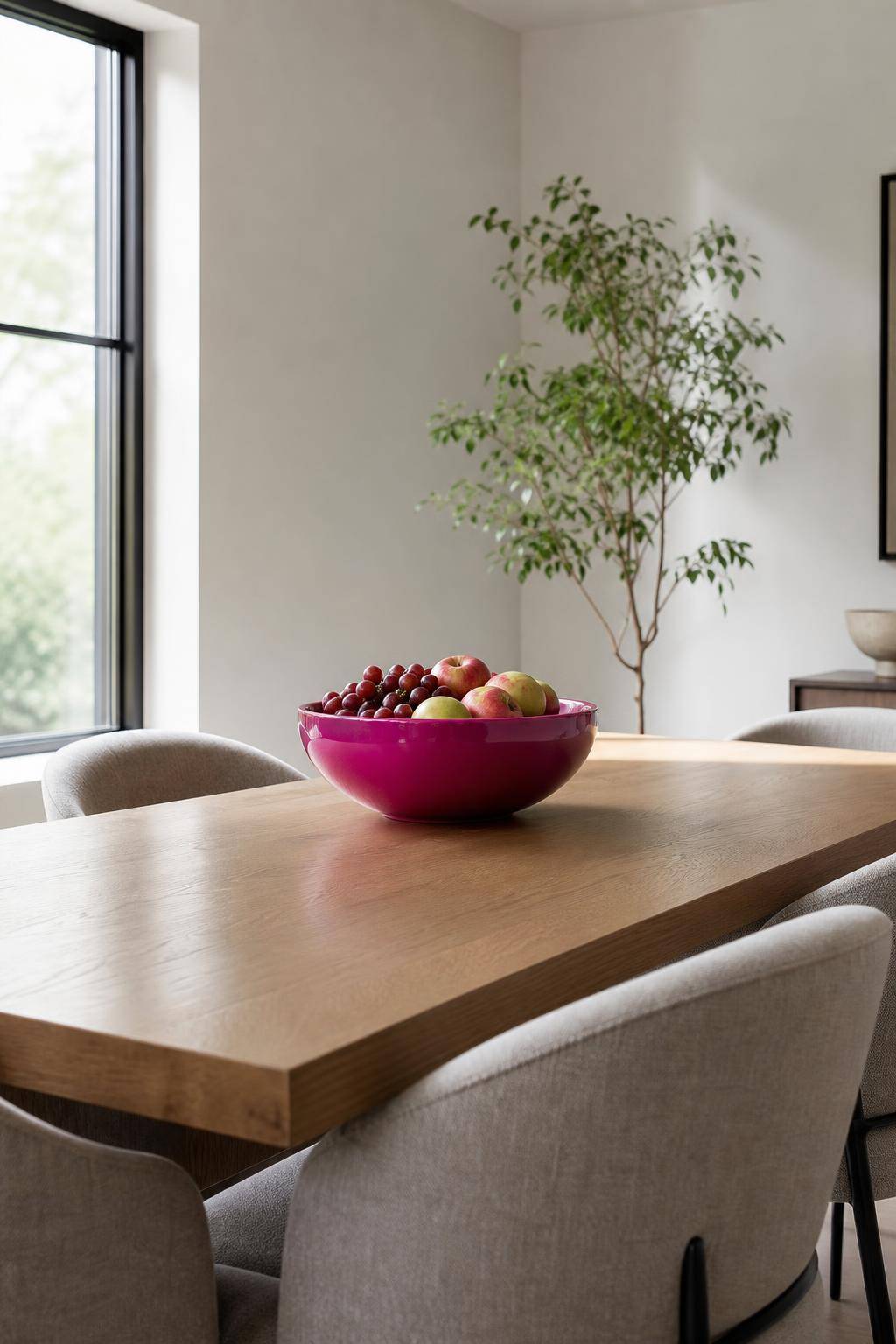 Einrichtungsideen mit der Farbe Fuchsia- Präsentiere Obst in einer fuchsiafarbenen Schale