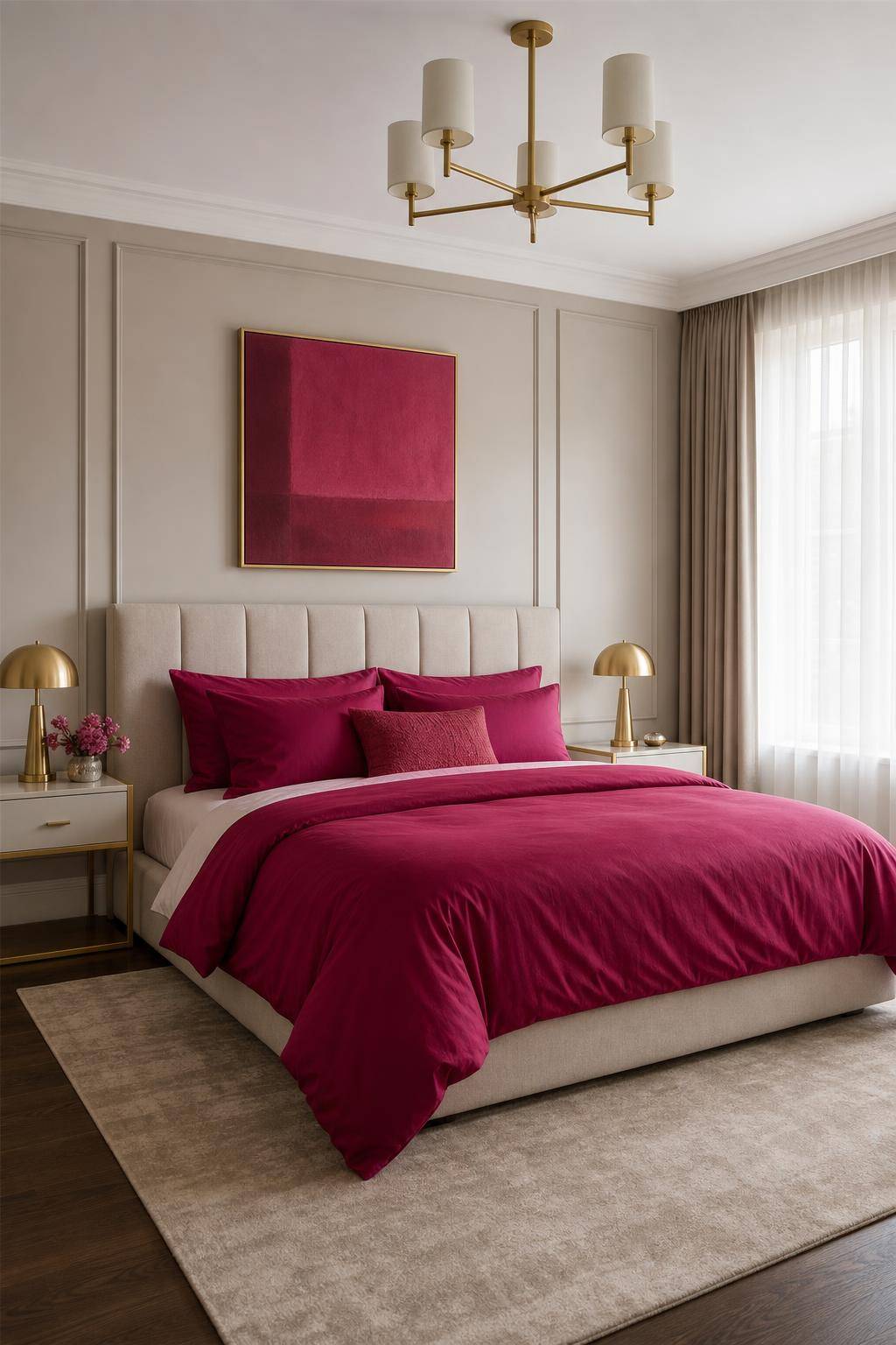 Einrichtungsideen mit der Farbe Fuchsia- Schmücke das Schlafzimmer mit fuchsiafarbener Bettwäsche