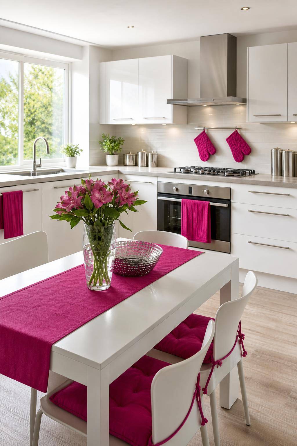 Einrichtungsideen mit der Farbe Fuchsia- Tausche Küchentextilien gegen fuchsiafarbene aus
