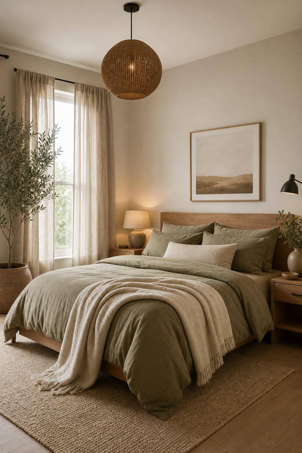 Einrichtungsideen mit der Farbe Khaki- Erneuere dein Schlafzimmer mit Khaki-Bettwäsche