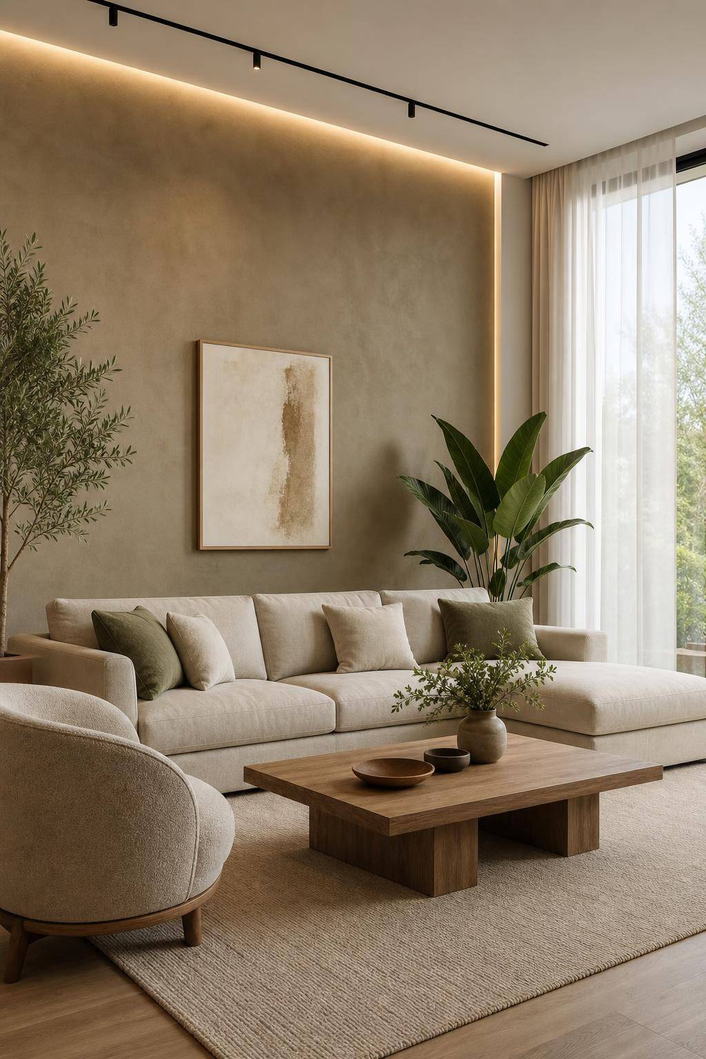 Einrichtungsideen mit der Farbe Khaki- Gestalte eine Akzentwand in Khaki