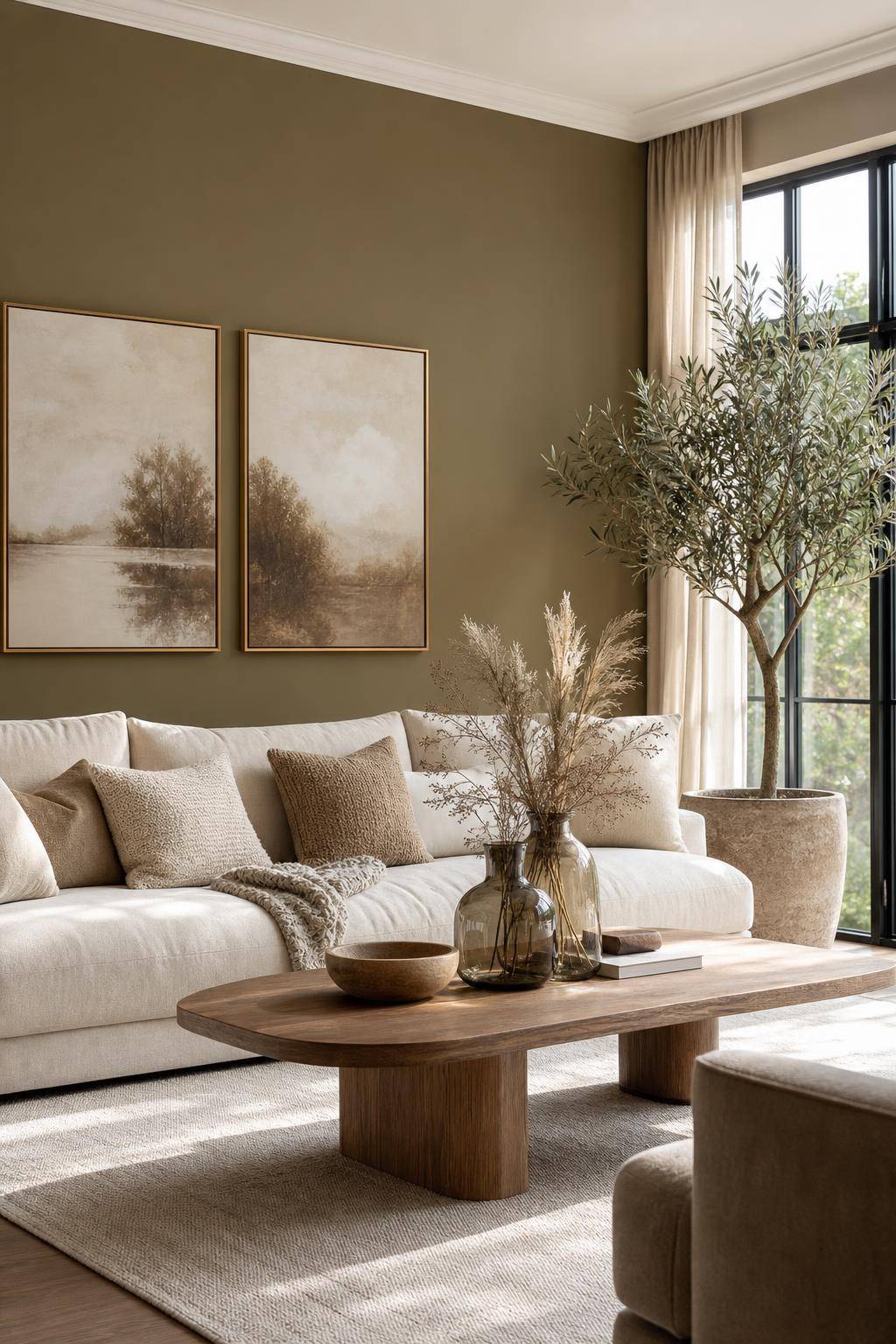 Einrichtungsideen mit der Farbe Khaki- Nutze Khaki als Hintergrund für Dekorationen