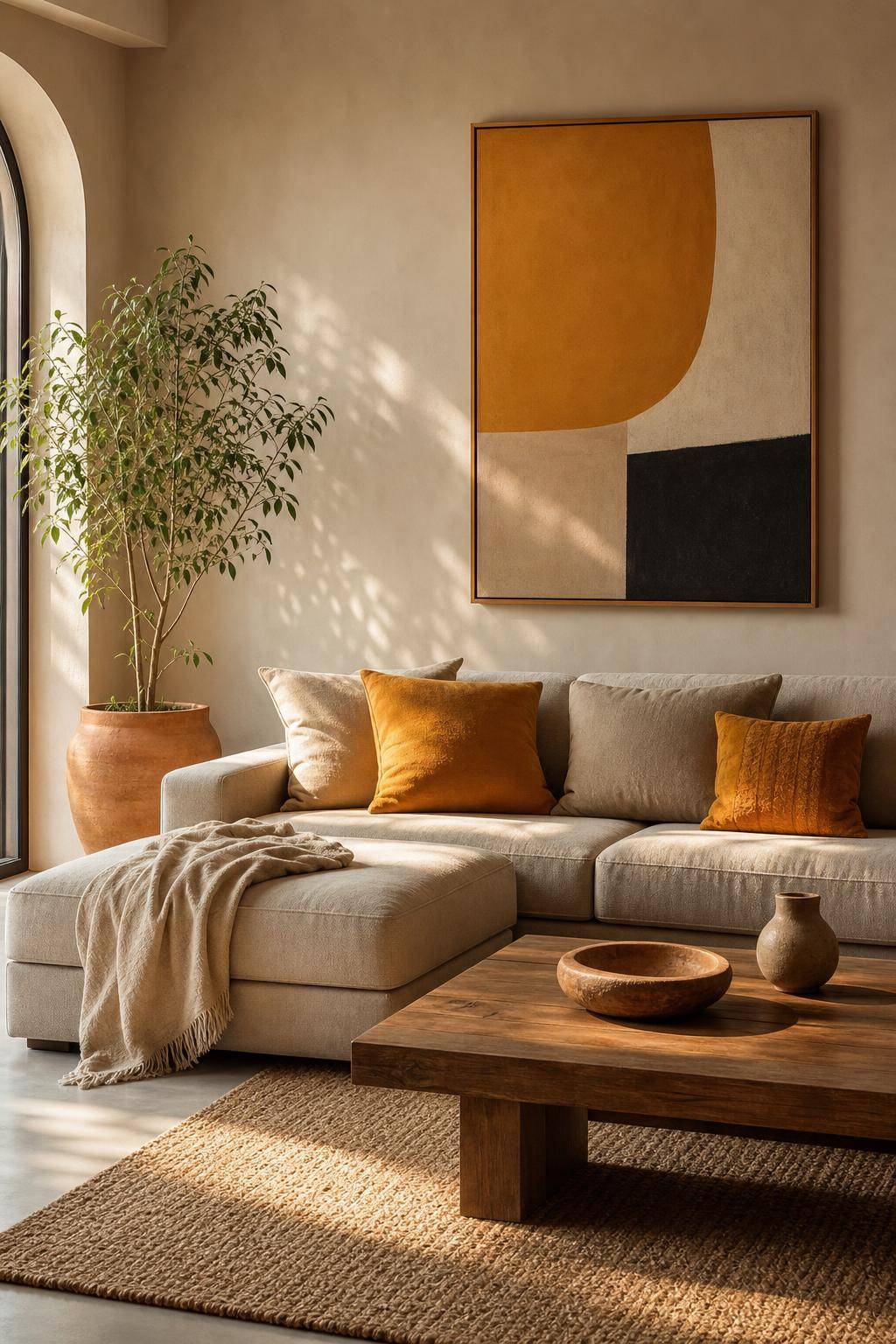 Einrichtungsideen mit der Farbe Ocker- Dekoriere dein Sofa mit ockerfarbenen Kissen