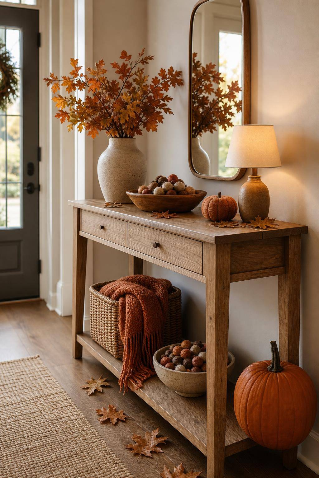 Herbstdeko-Ideen- Bastle kleine Filz-Eicheln für die Kommode