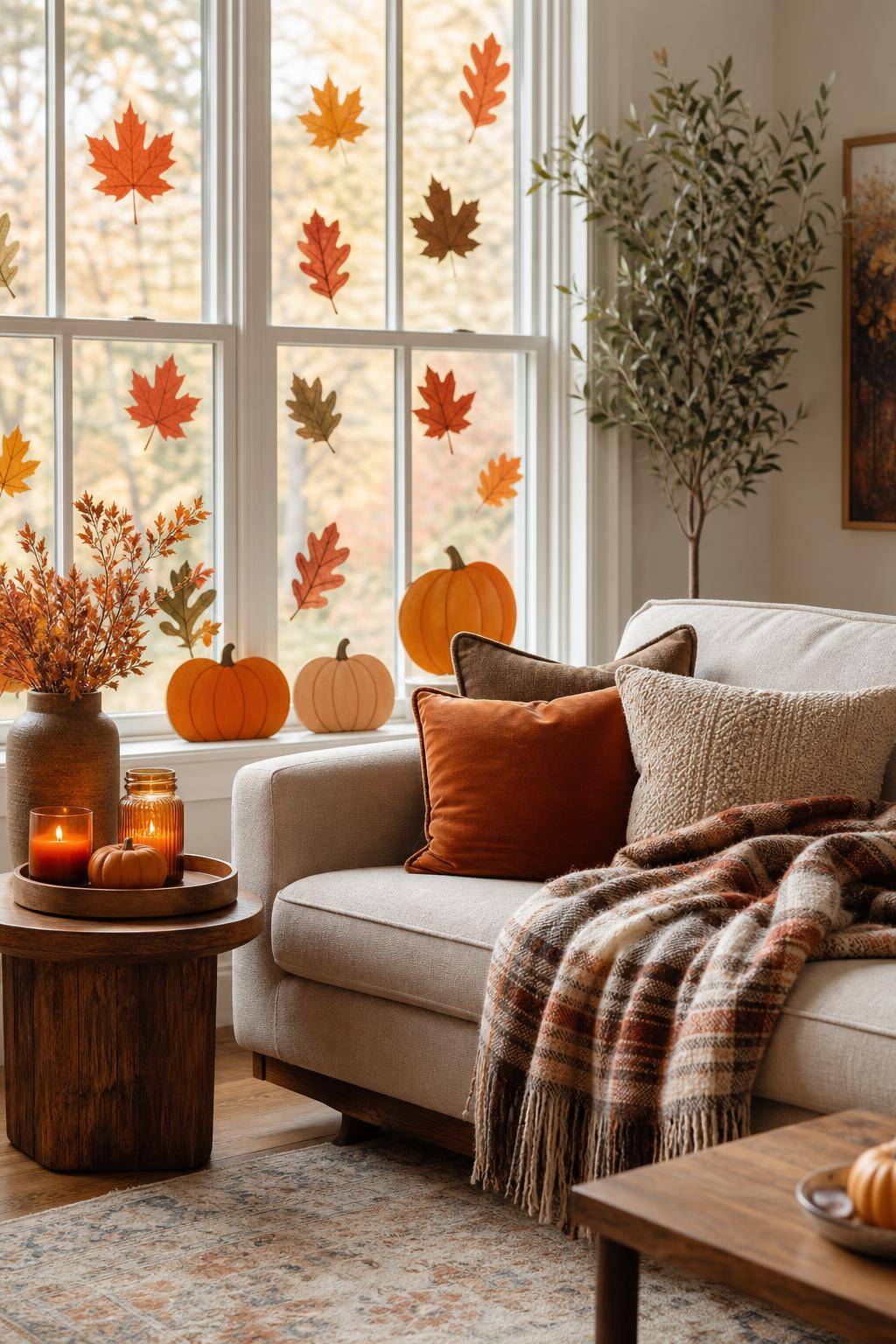 Herbstdeko-Ideen- Bringe Fensterbilder mit herbstlichen Motiven an