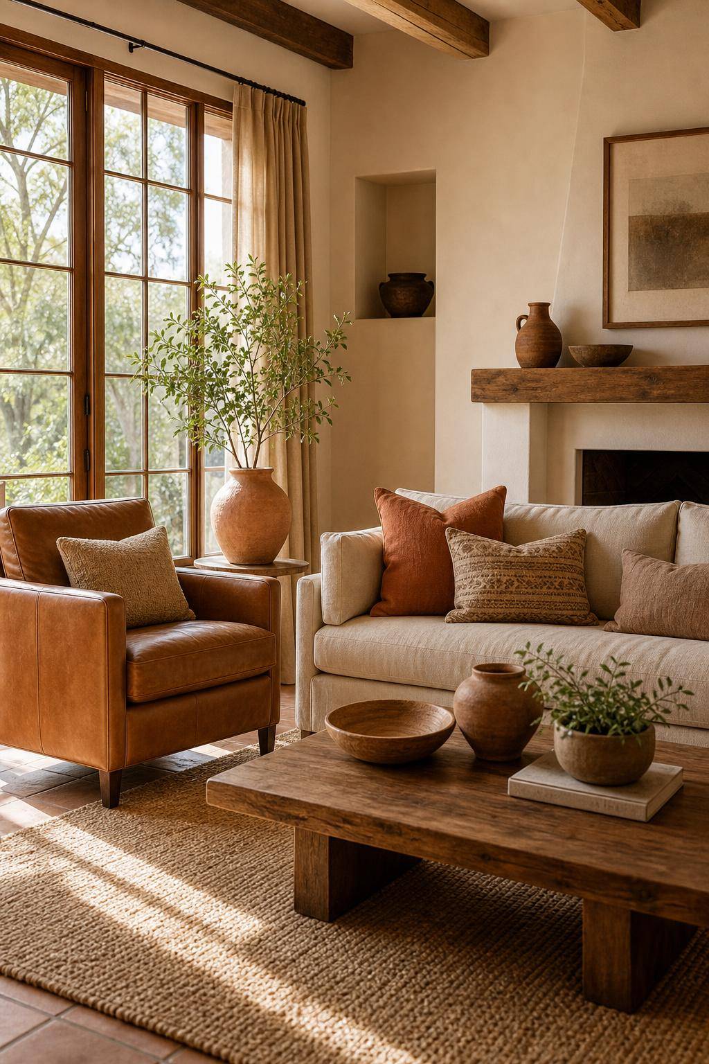 Inspiration: dekorieren mit Erdtönen- Dekoriere mit Lederaccessoires in Naturfarben